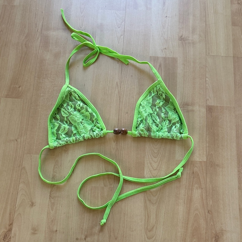 Neon Green Lace Bikini Top